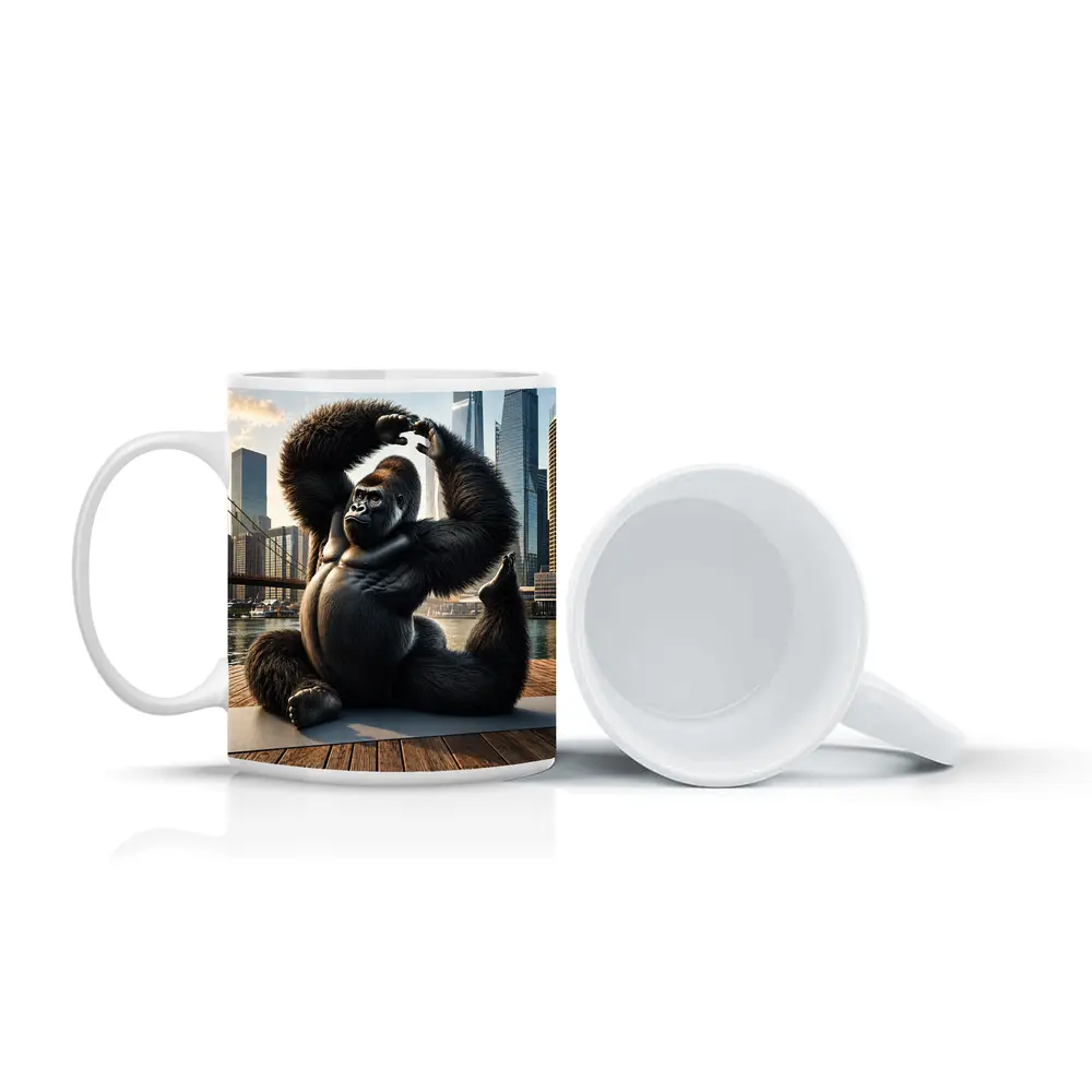 Gorilla Doing Yoga City Skyline – Mugs