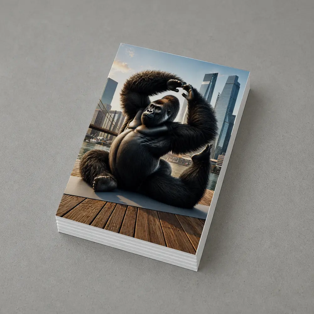 Gorilla Doing Yoga City Skyline – Postcards