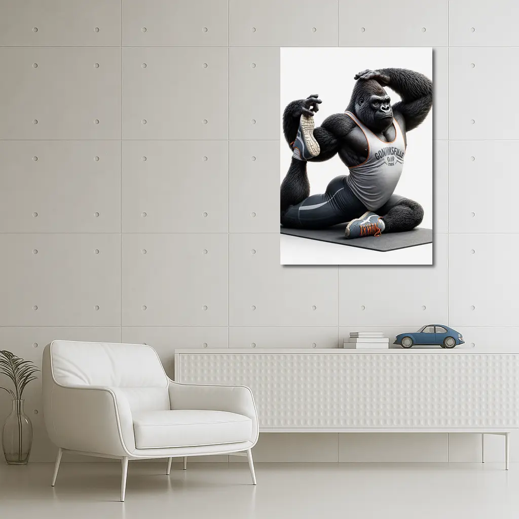 Gorilla Doing Yoga Stretch Fitness Art – Wall Art
