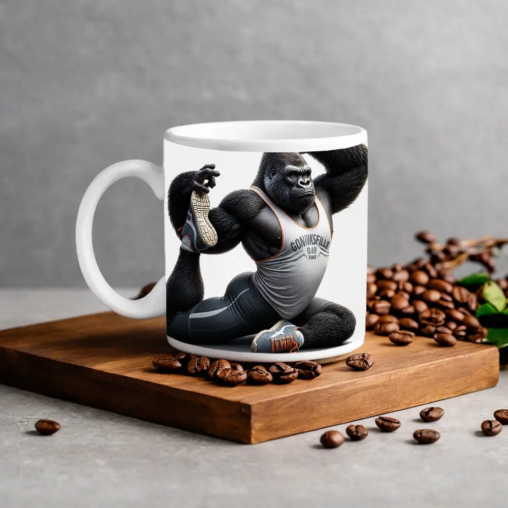 Gorilla Doing Yoga Stretch Fitness Art – Mugs
