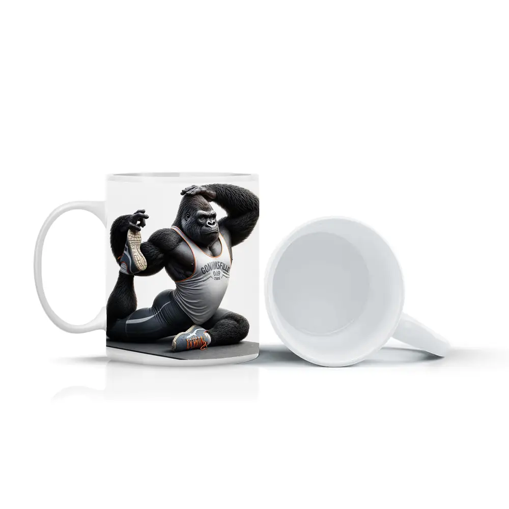 Gorilla Doing Yoga Stretch Fitness Art – Mugs