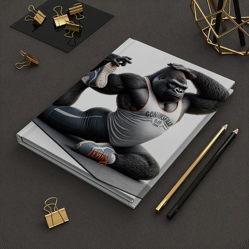 Gorilla Doing Yoga Stretch Fitness Art – Notebooks