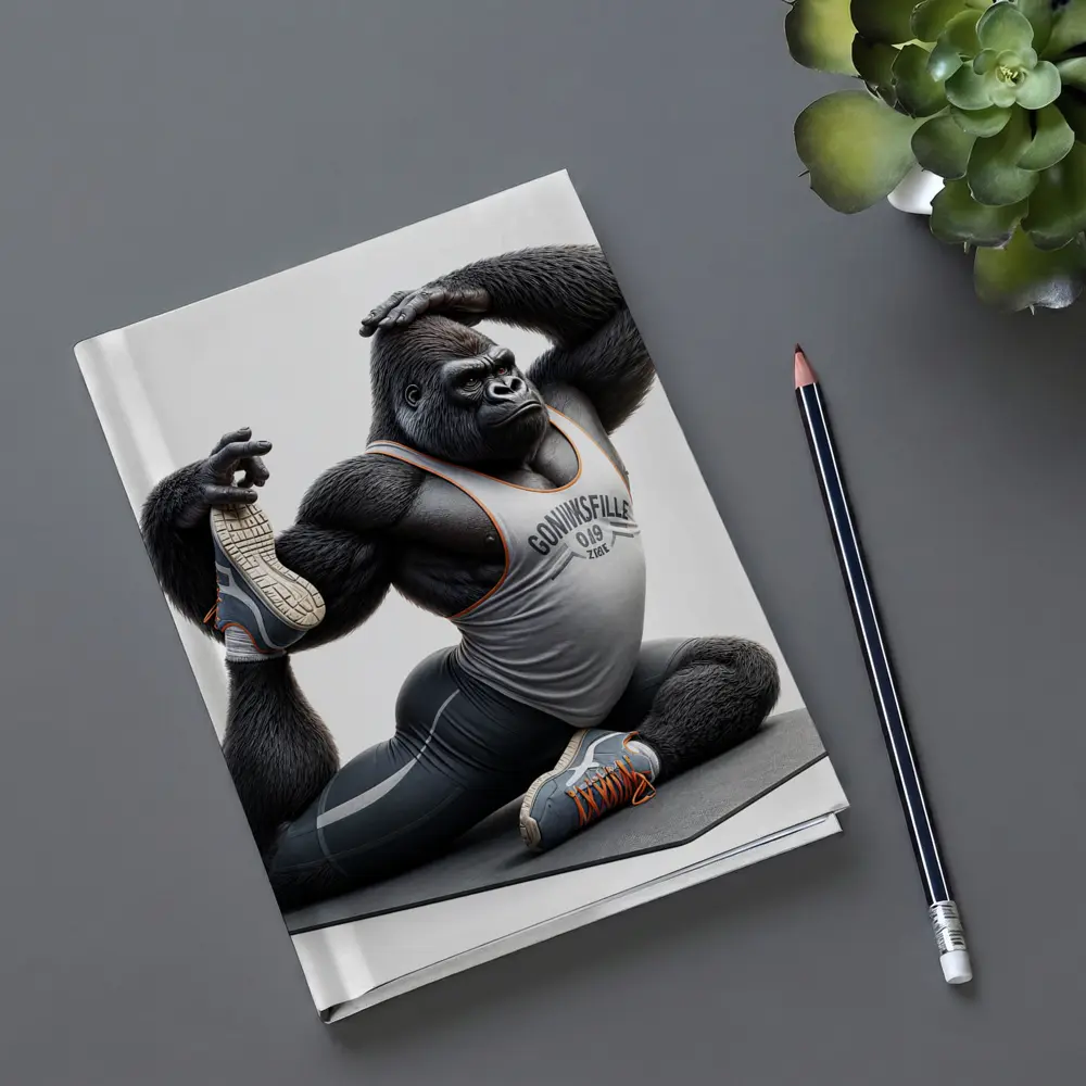 Gorilla Doing Yoga Stretch Fitness Art – Notebooks
