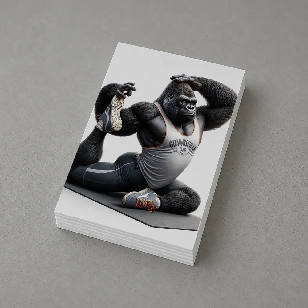 Gorilla Doing Yoga Stretch Fitness Art – Postcards