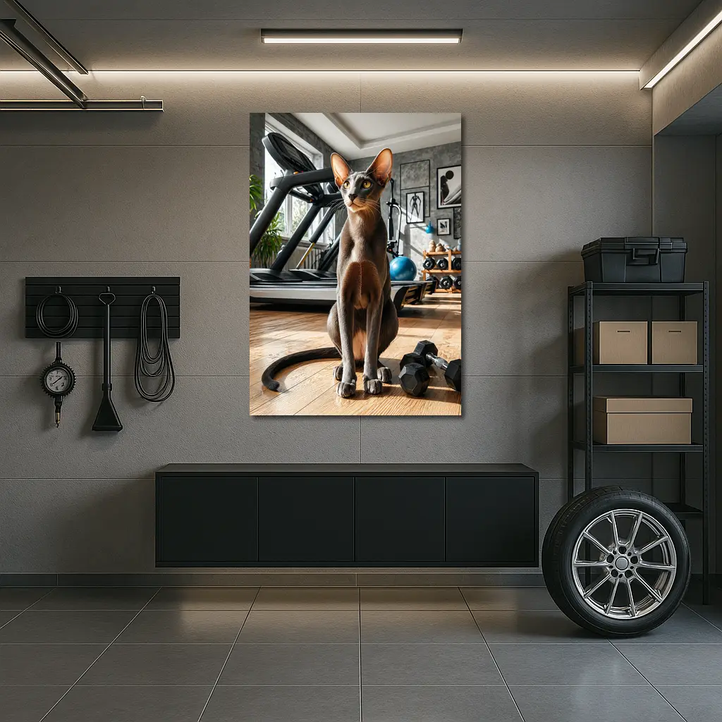 Oriental Shorthair Cat in Home Gym – Wall Art
