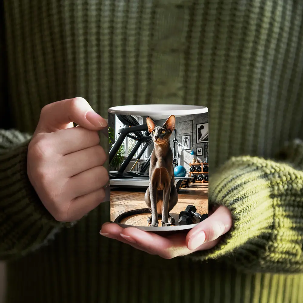 Oriental Shorthair Cat in Home Gym – Mugs