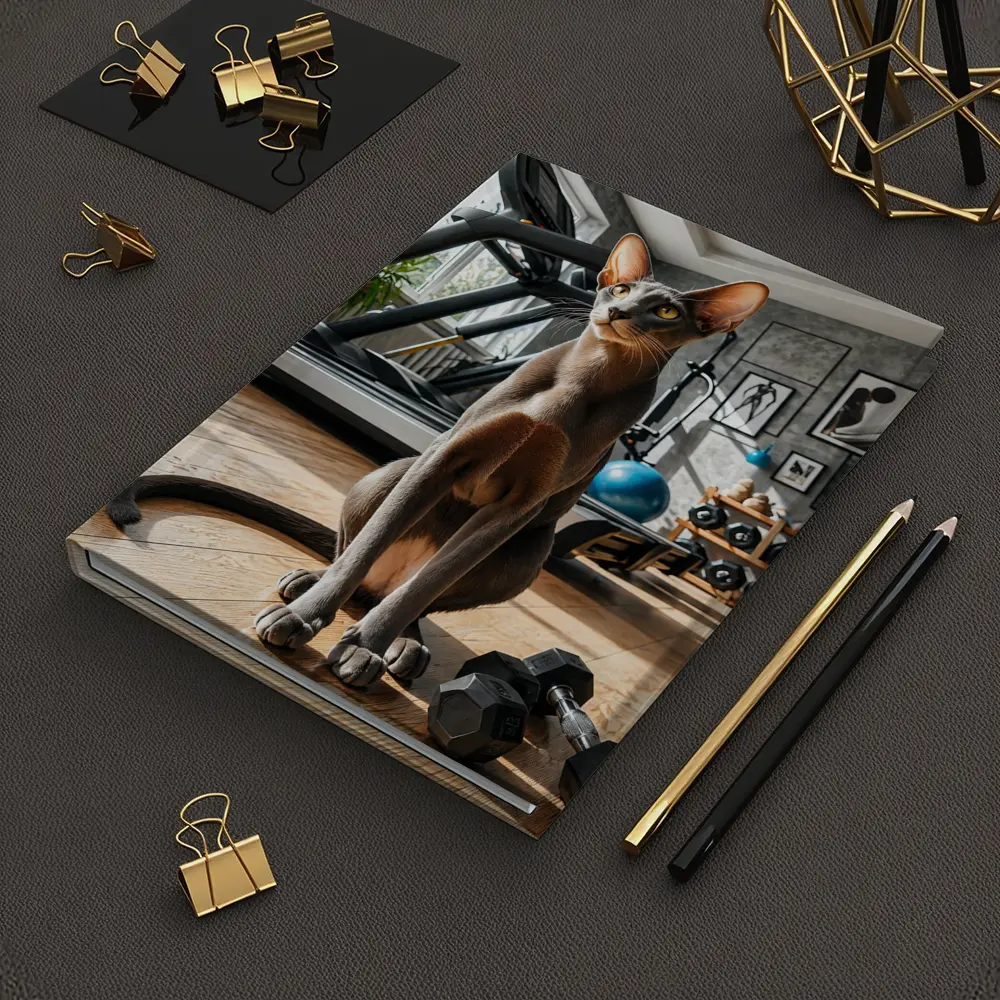 Oriental Shorthair Cat in Home Gym – Notebooks