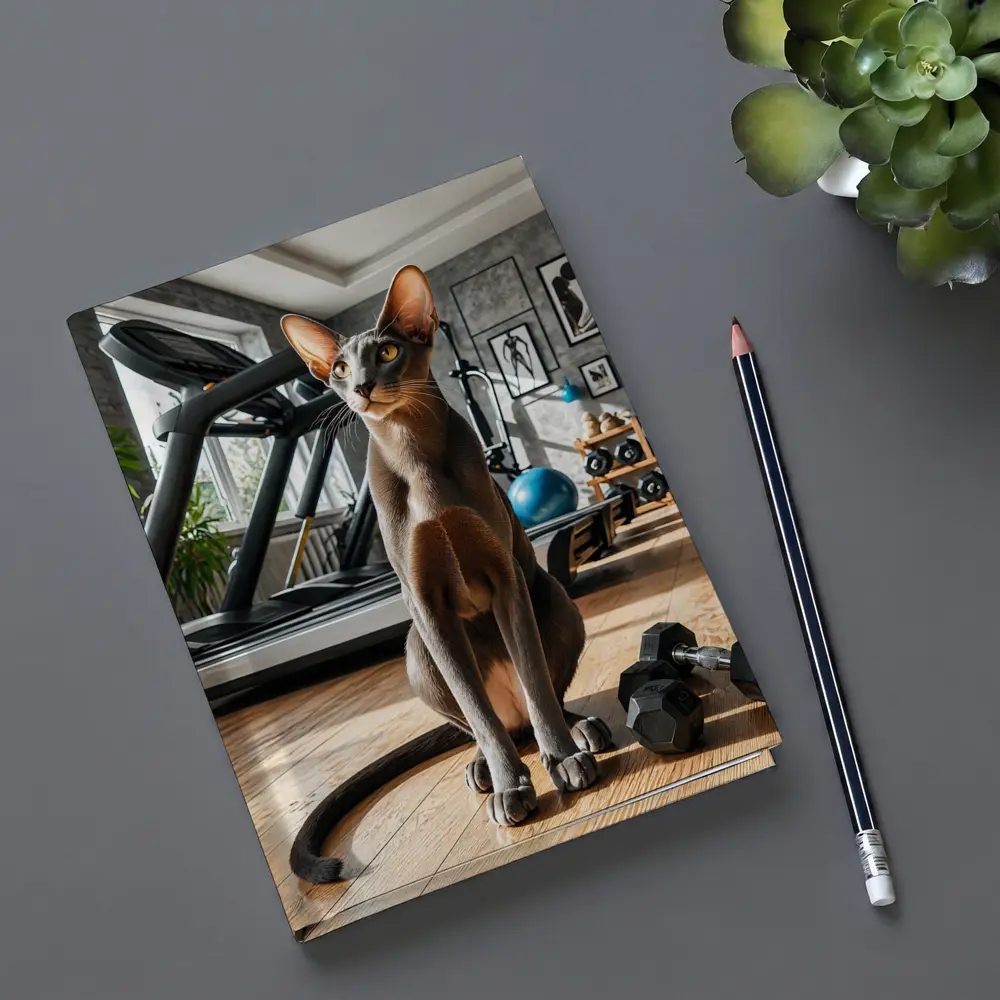 Oriental Shorthair Cat in Home Gym – Notebooks