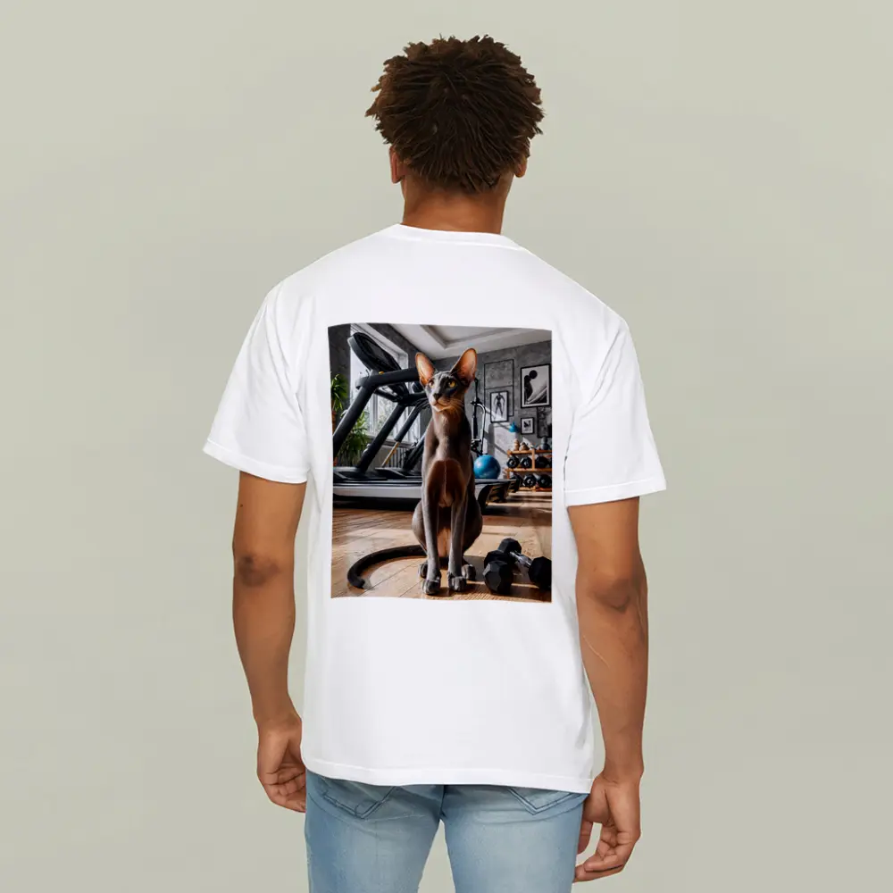 Oriental Shorthair Cat in Home Gym – T-Shirts