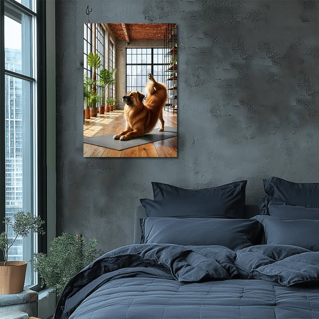 Leonberger Dog Doing Yoga Loft Studio – Wall Art
