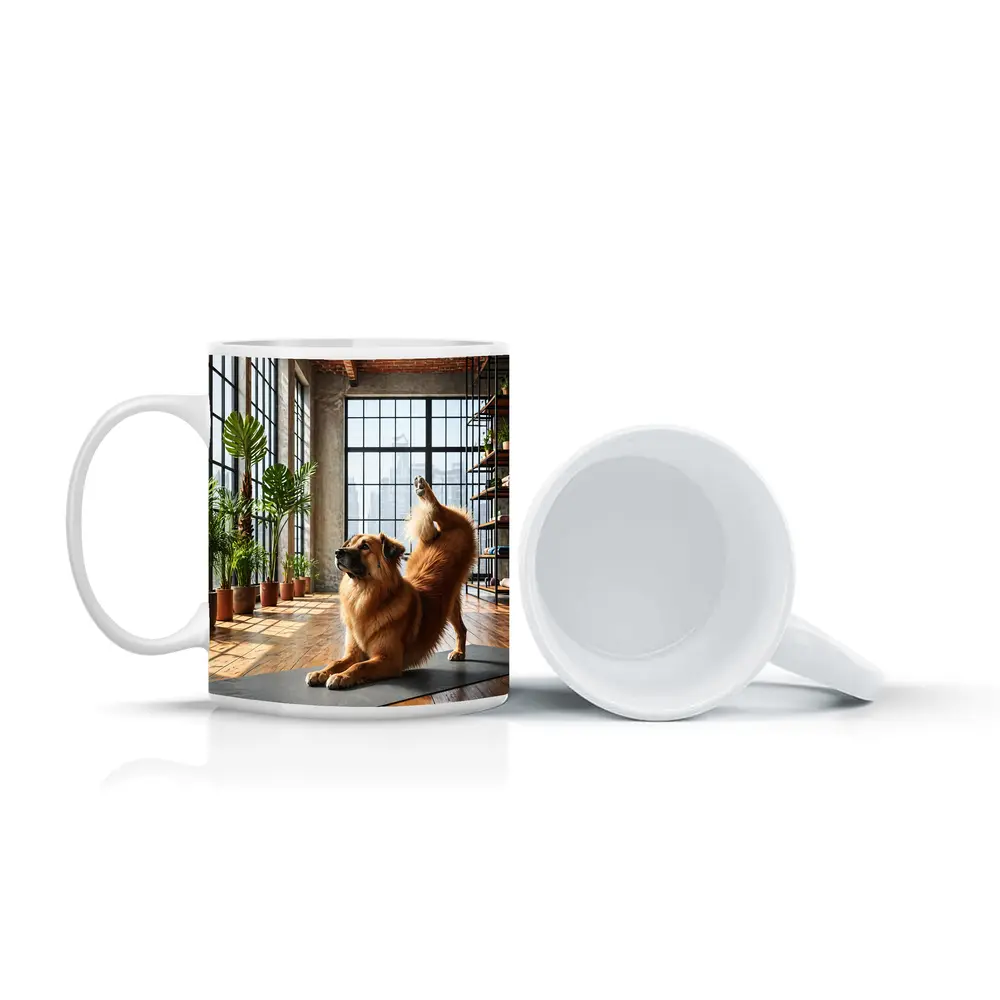 Leonberger Dog Doing Yoga Loft Studio – Mugs