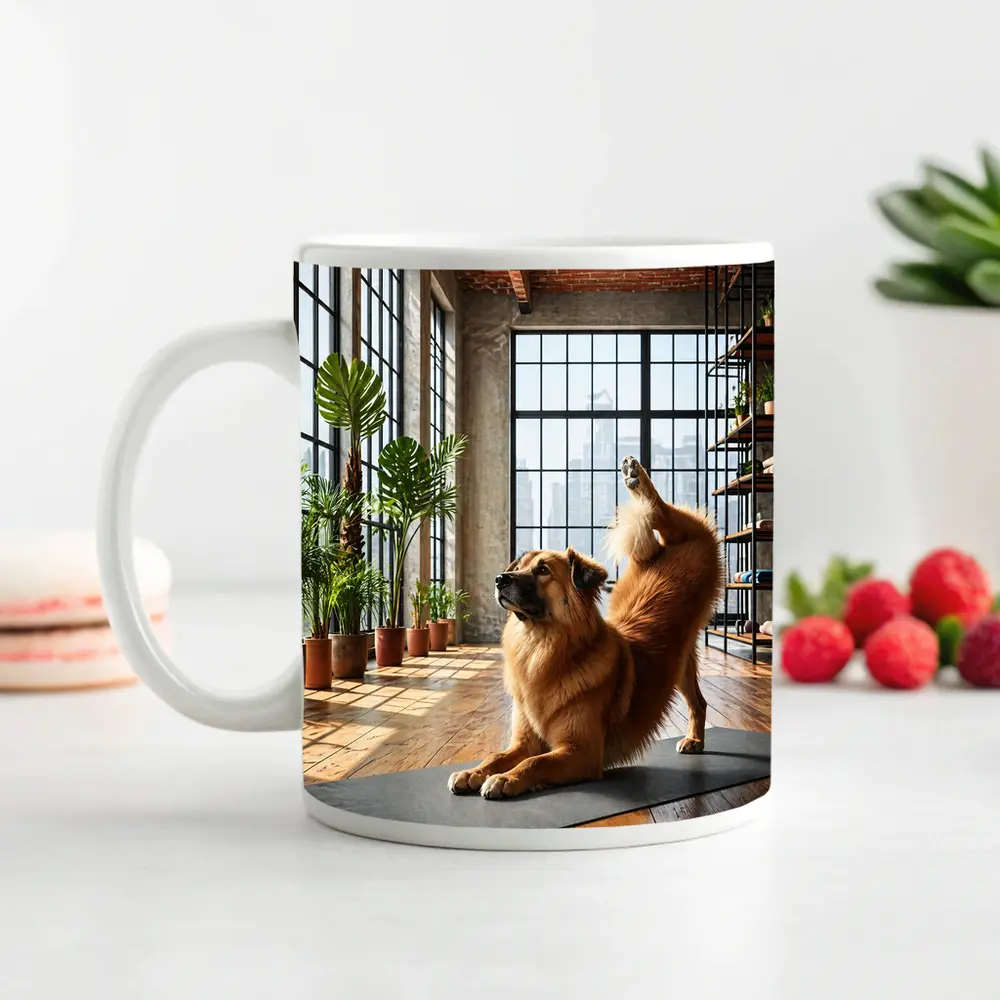 Leonberger Dog Doing Yoga Loft Studio – Mugs