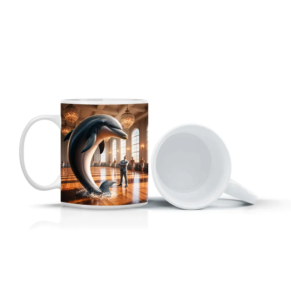 Dolphin Leaping In Grand Ballroom Dance Hall – Mugs