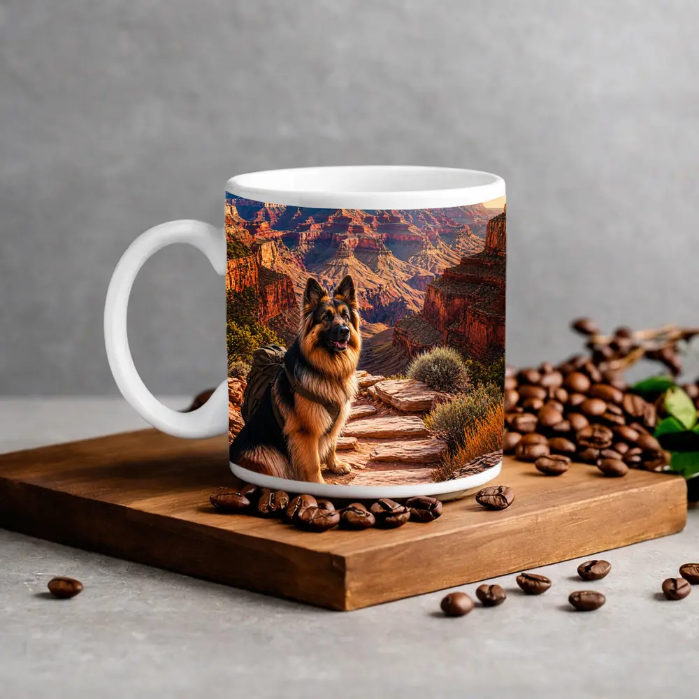 German Shepherd Dog at Grand Canyon Sunset – Mugs