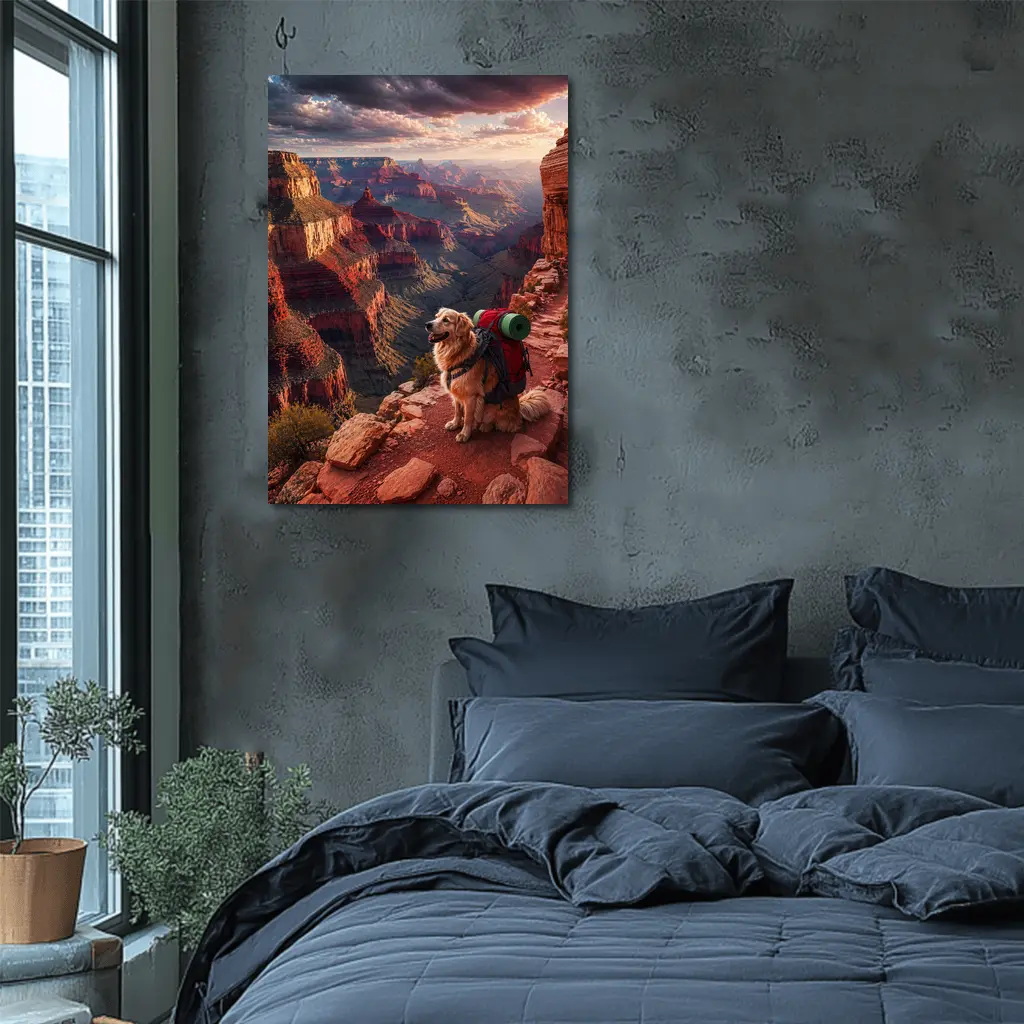 Golden Retriever Hiking Grand Canyon Sunset – Wall Art