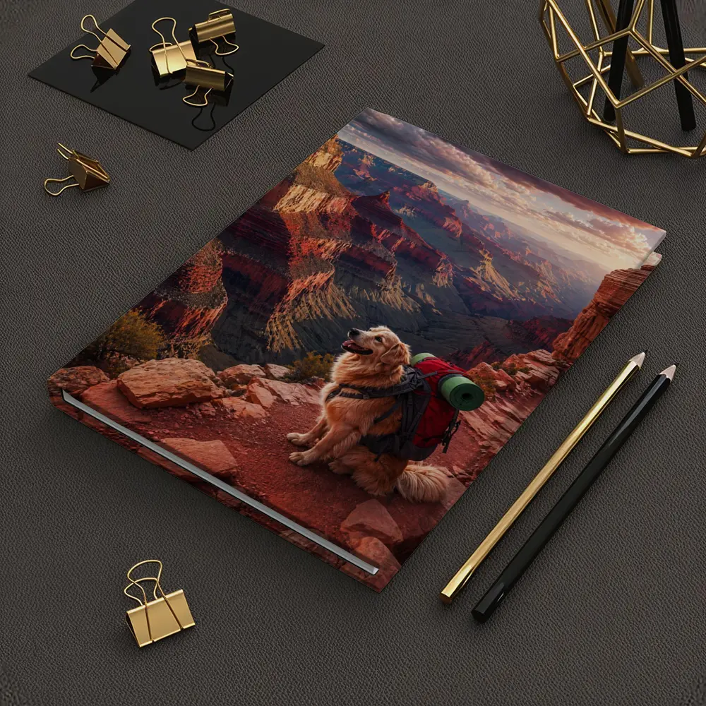 Golden Retriever Hiking Grand Canyon Sunset – Notebooks