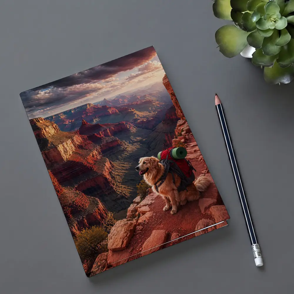 Golden Retriever Hiking Grand Canyon Sunset – Notebooks