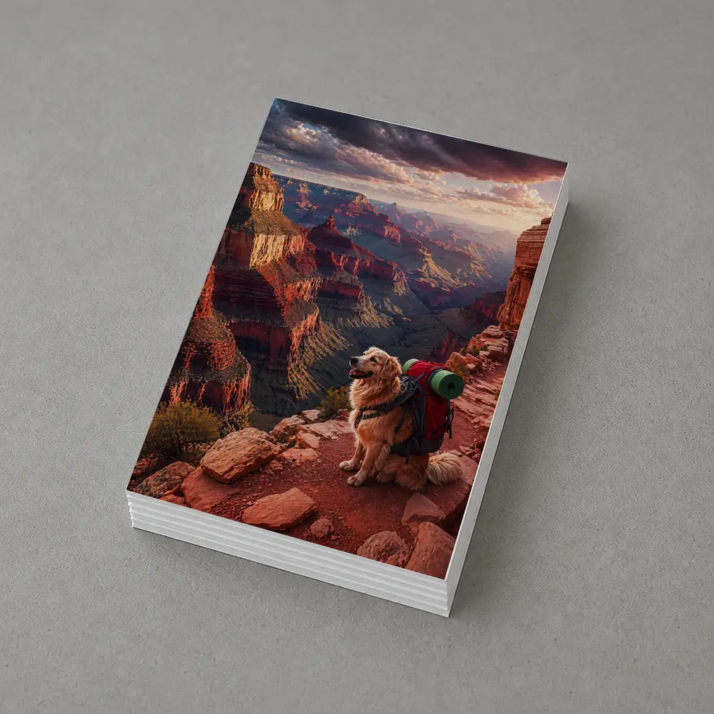 Golden Retriever Hiking Grand Canyon Sunset – Postcards
