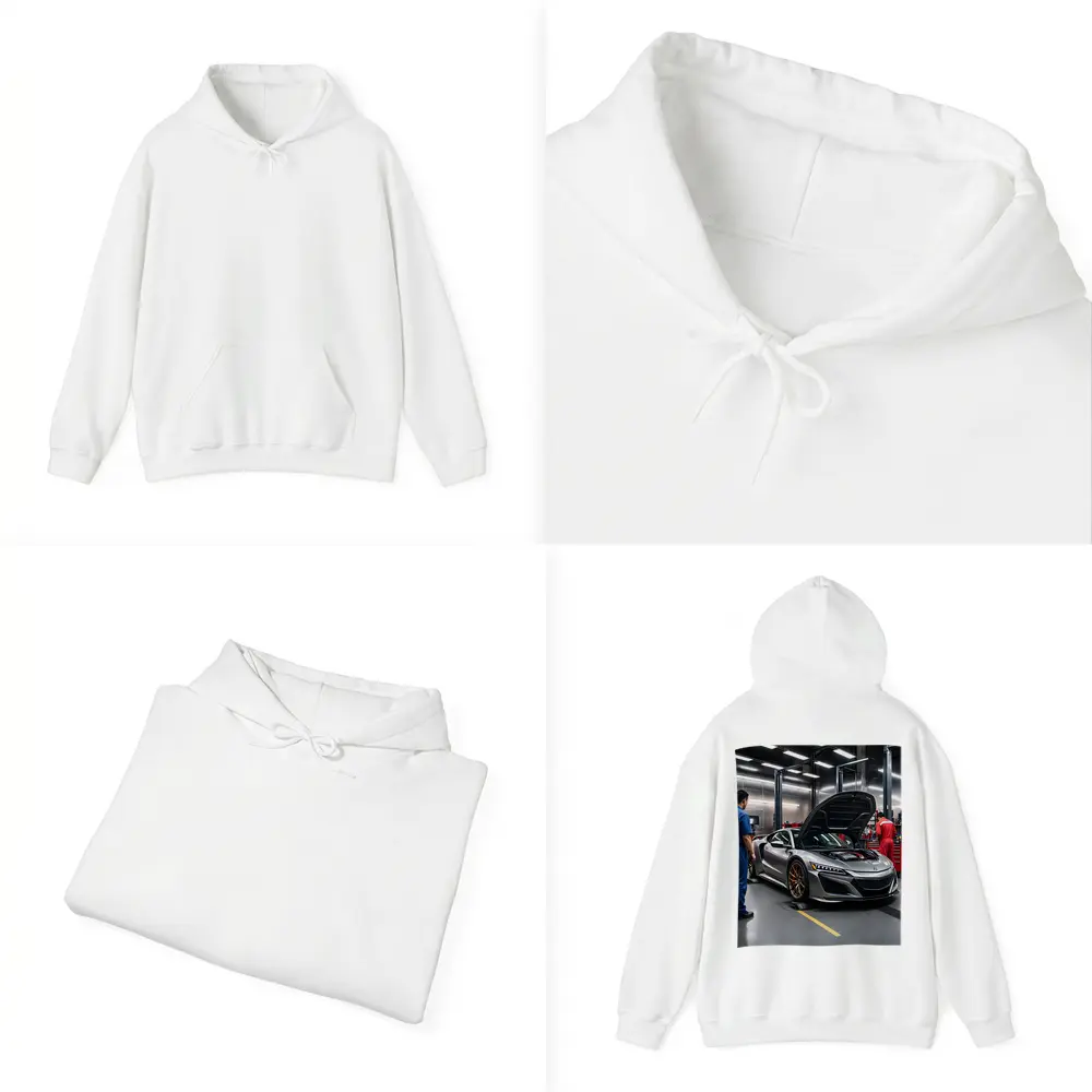 Acura NSX Silver Supercar in Garage – Hoodies