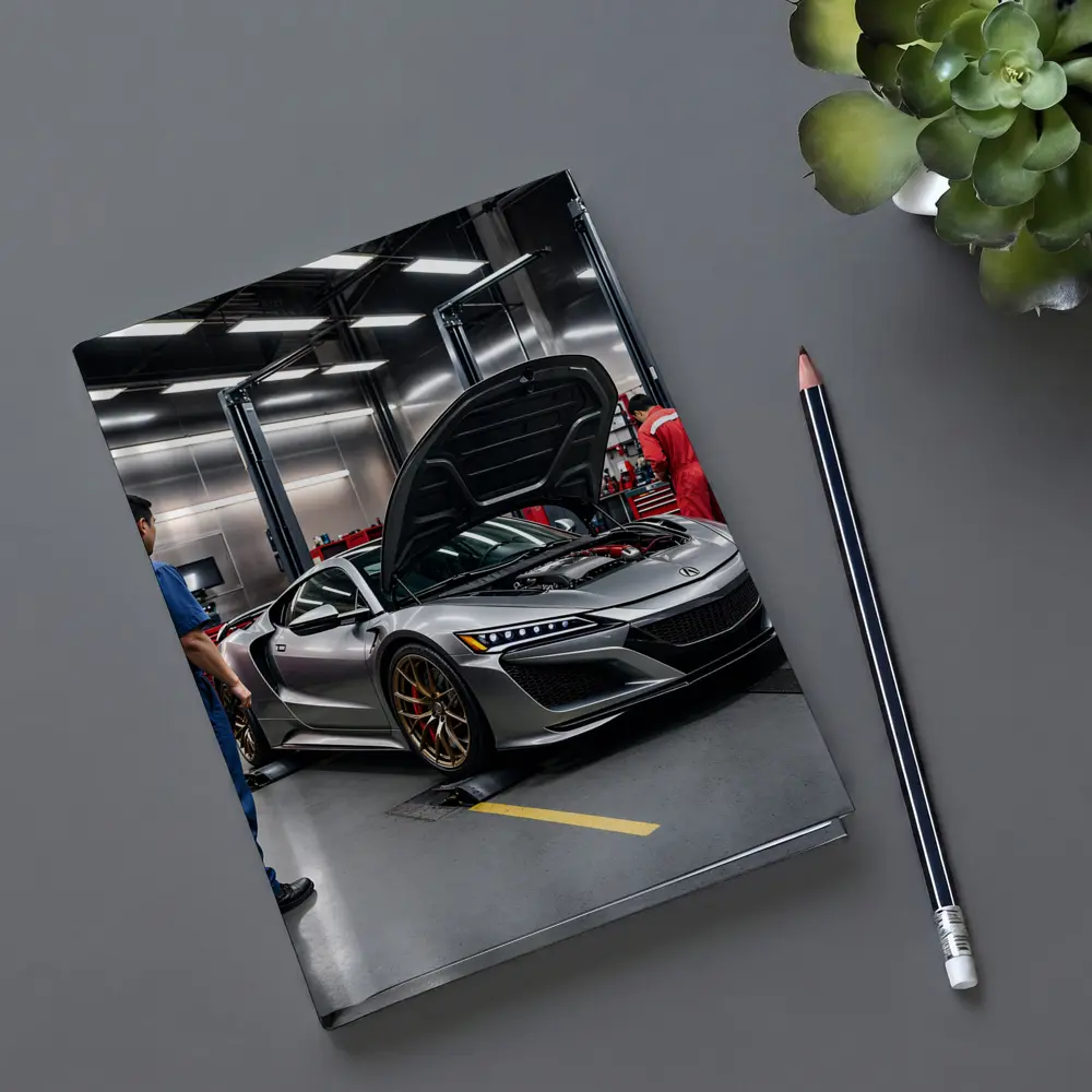 Acura NSX Silver Supercar in Garage – Notebooks