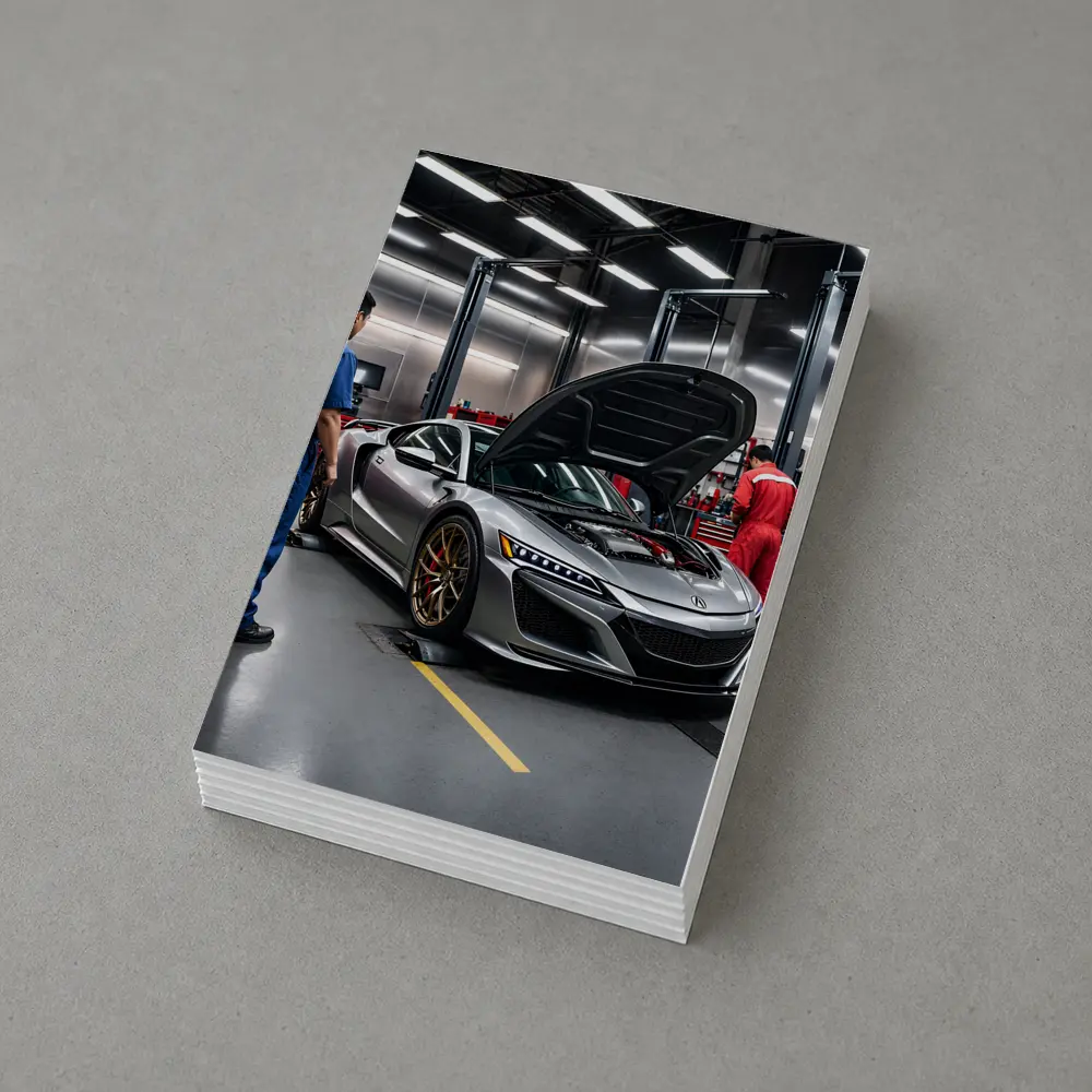 Acura NSX Silver Supercar in Garage – Postcards