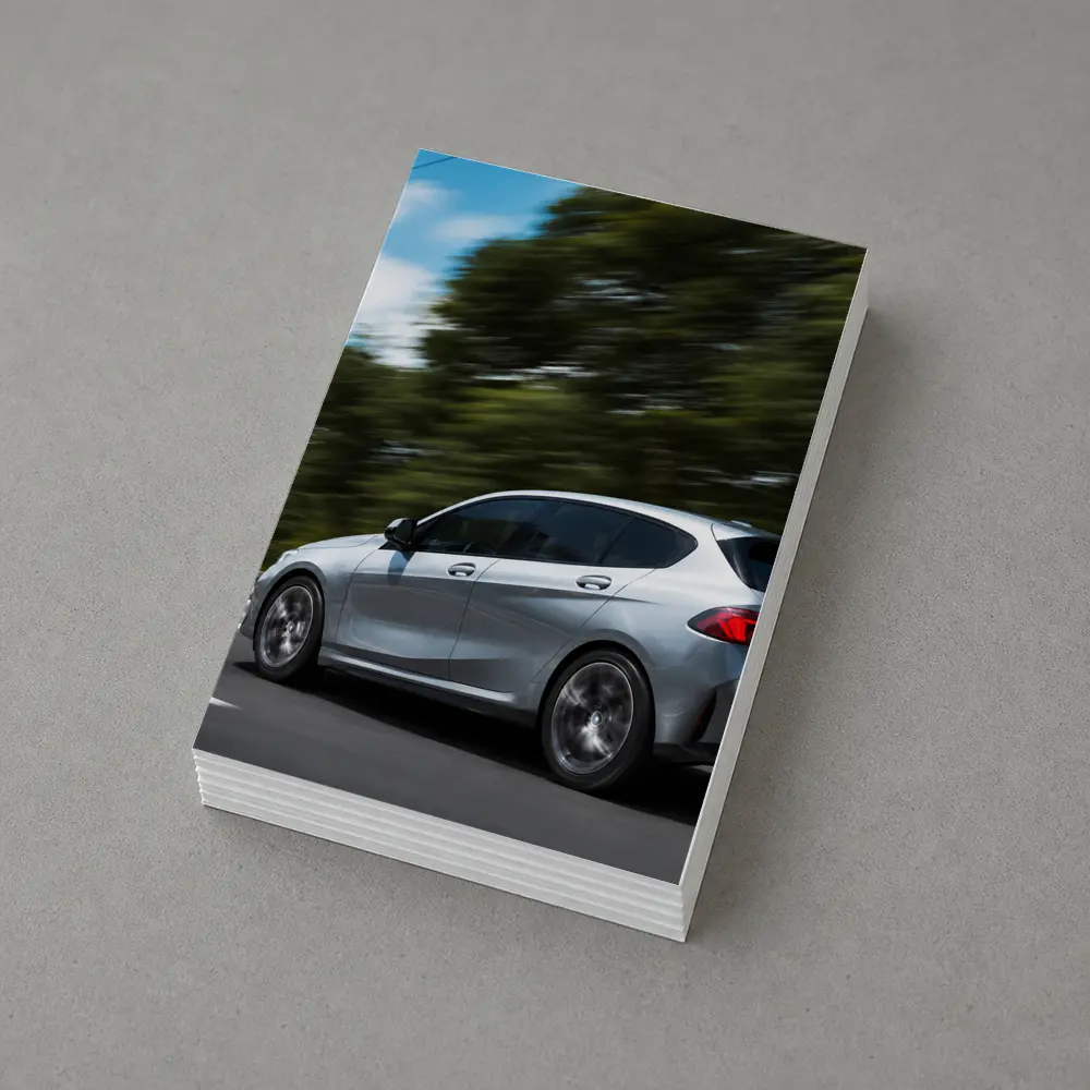 BMW 1 Series Hatchback Speeding On Road – Postcards