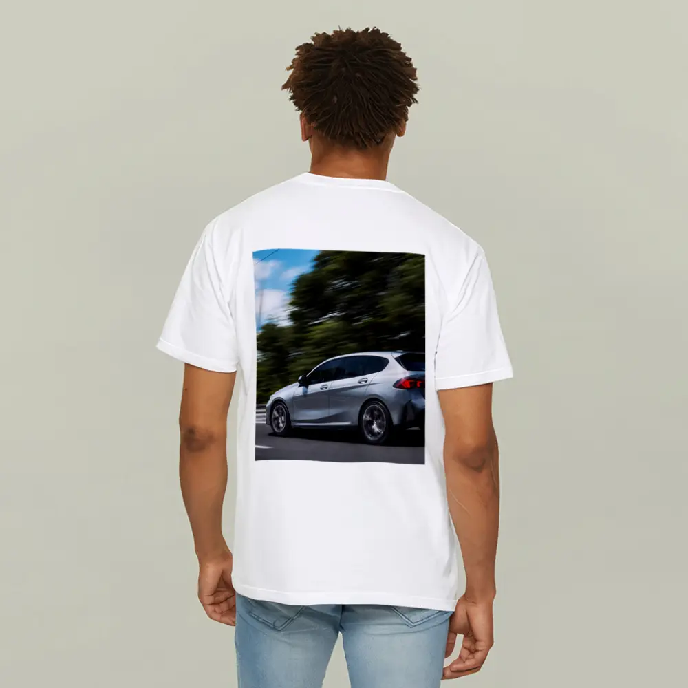 BMW 1 Series Hatchback Speeding On Road – T-Shirts