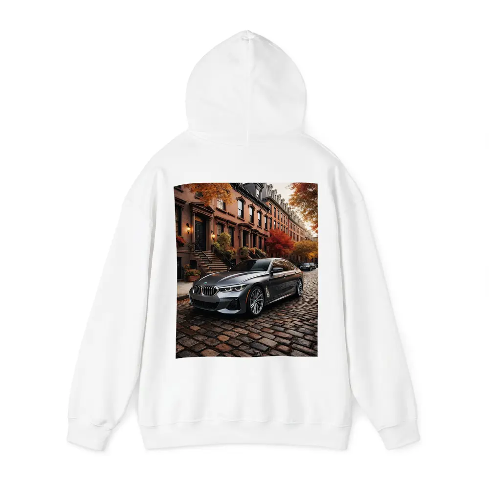 BMW Seven Series Gray Cobblestone Street Scene – Hoodies