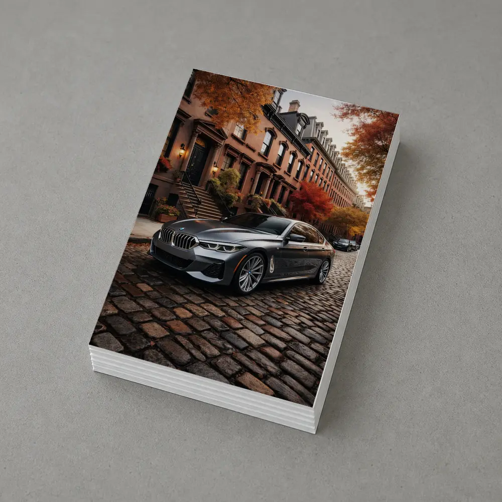 BMW Seven Series Gray Cobblestone Street Scene – Postcards