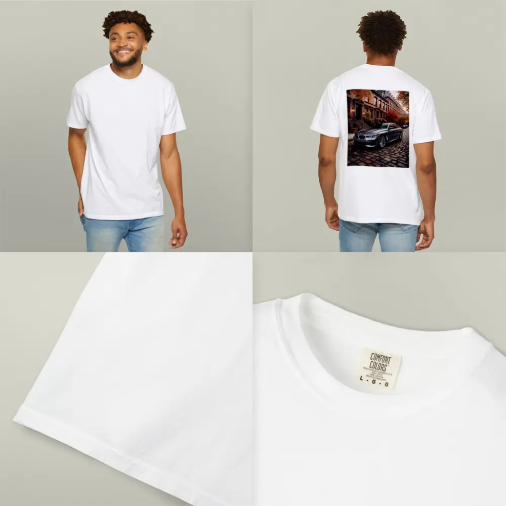 BMW Seven Series Gray Cobblestone Street Scene – T-Shirts