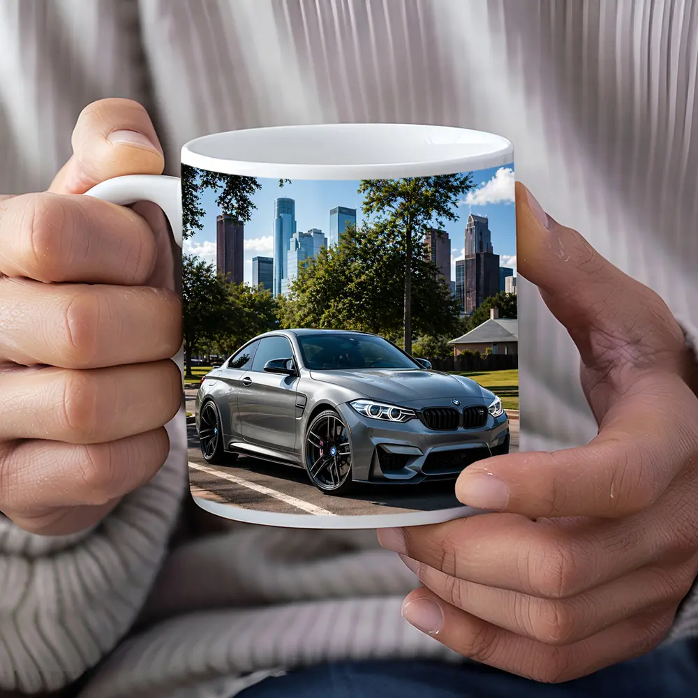 BMW M4 Gray Coupe City Skyline – Mugs