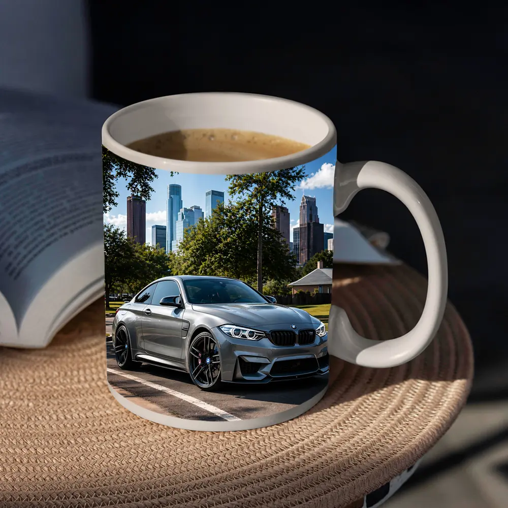 BMW M4 Gray Coupe City Skyline – Mugs