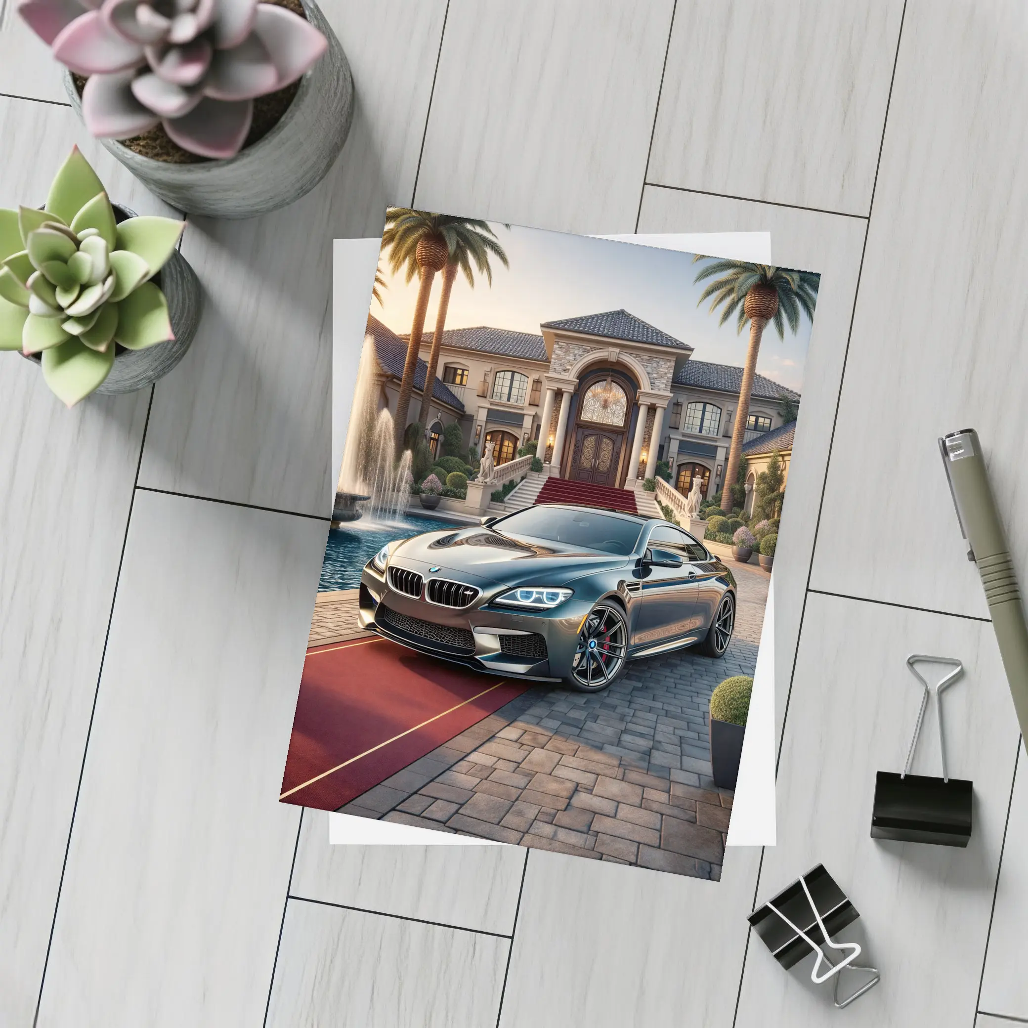 BMW M6 Grand Coupe Luxury Mansion Driveway – Postcards