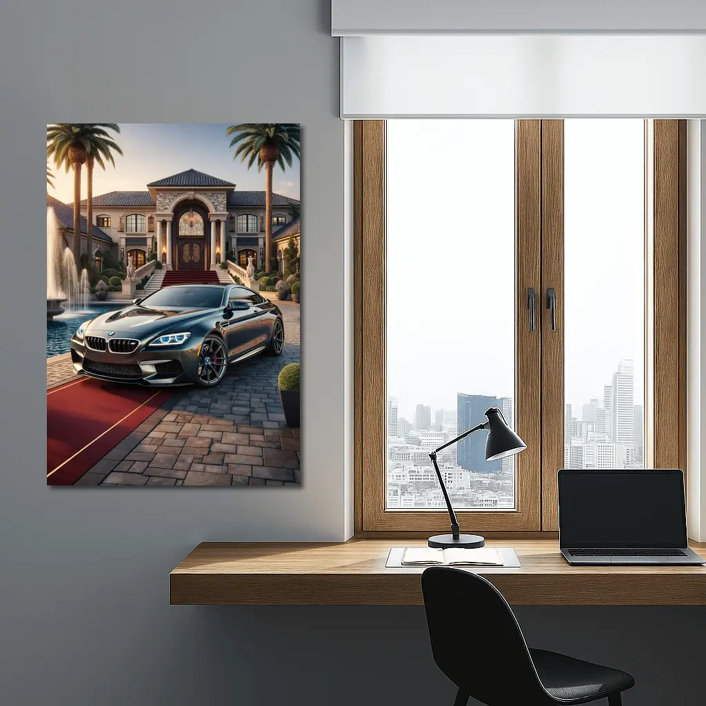 BMW M6 Grand Coupe Luxury Mansion Driveway – Wall Art