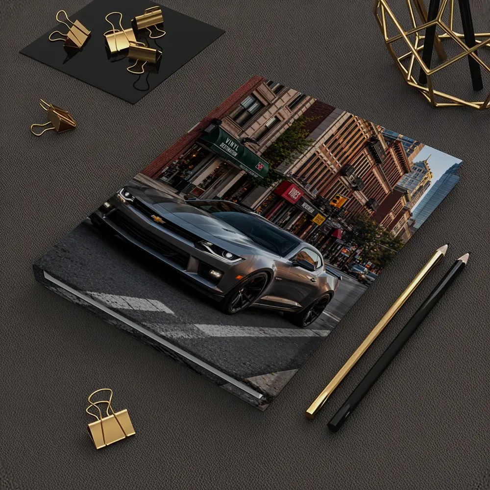 Gray Chevrolet Camaro City Street Scene – Notebooks