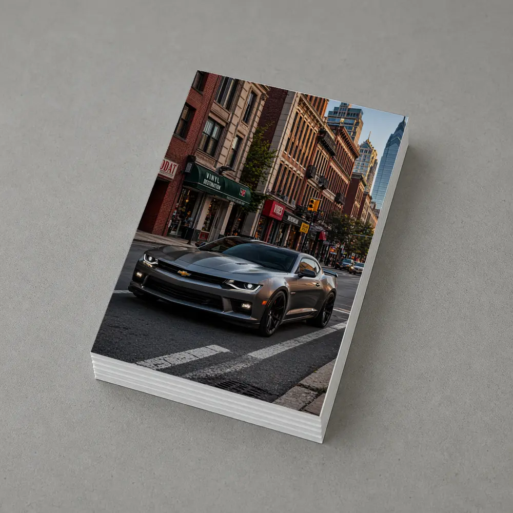 Gray Chevrolet Camaro City Street Scene – Postcards