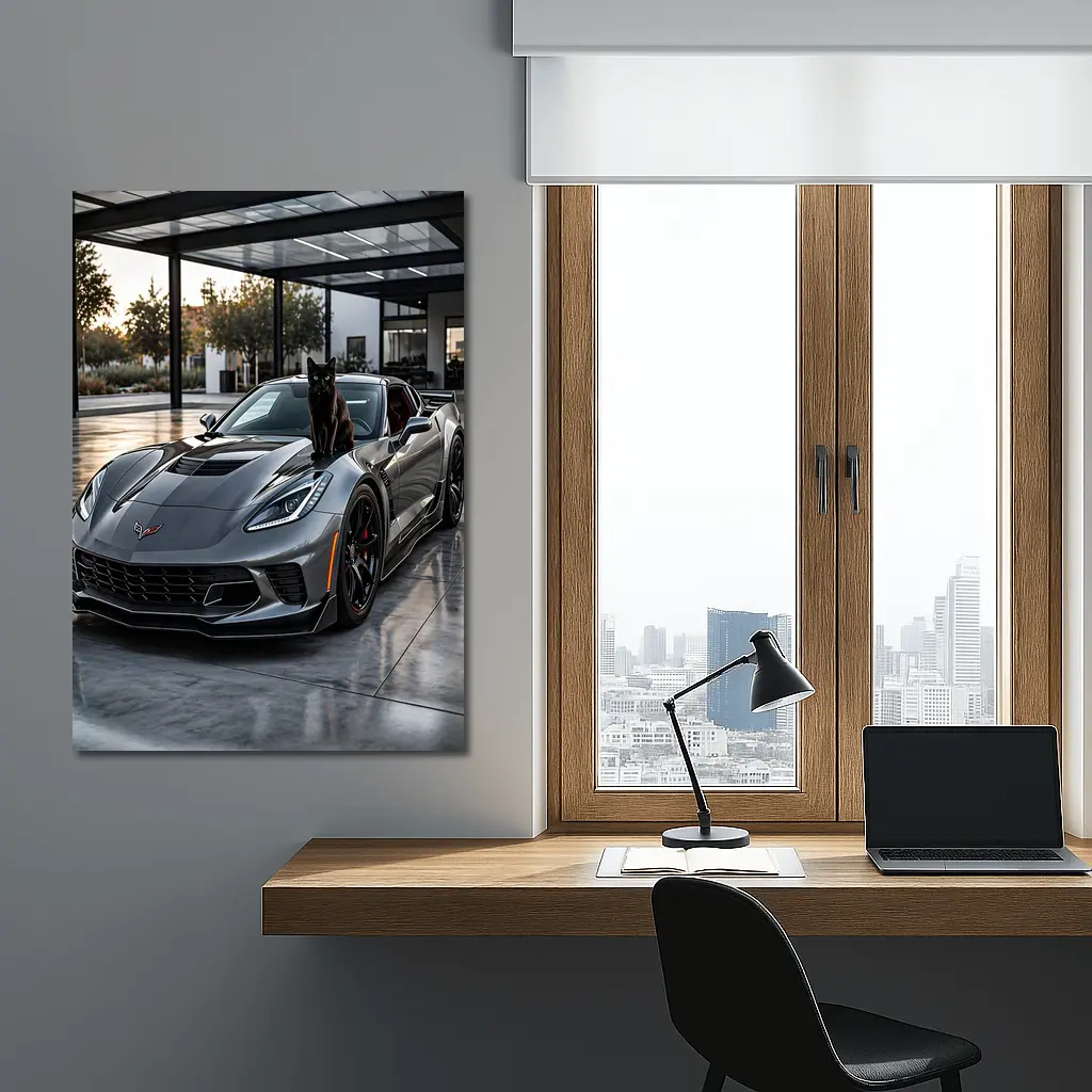 Gray Chevrolet Corvette ZR1 Black Cat – Wall Art