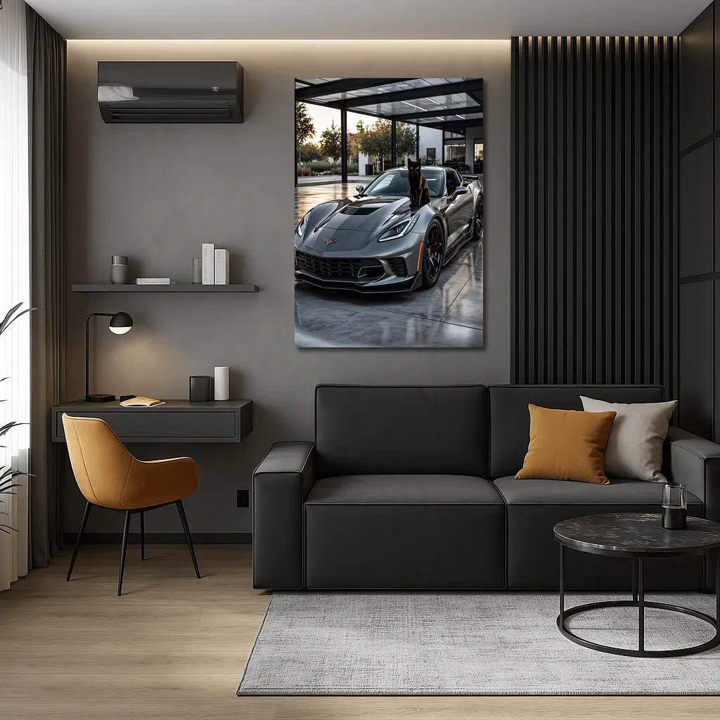 Gray Chevrolet Corvette ZR1 Black Cat – Wall Art
