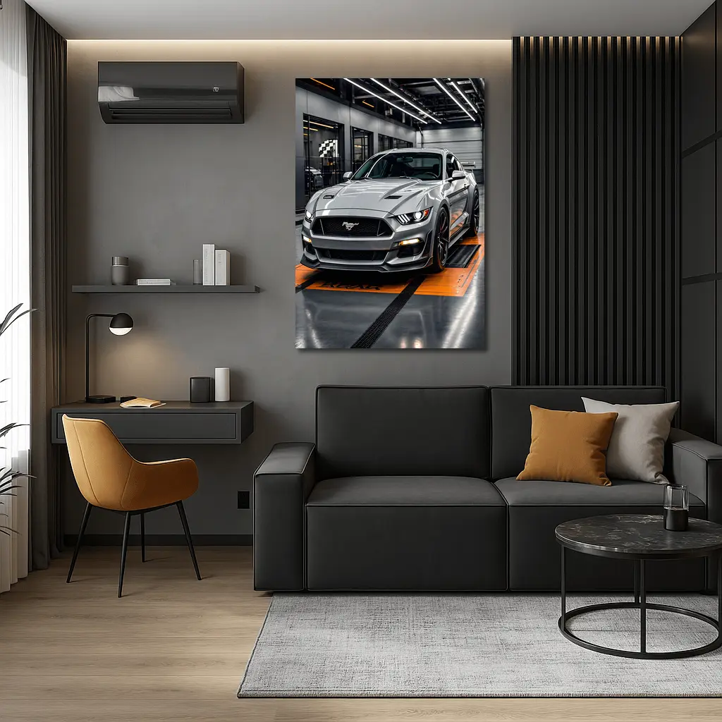 Ford Mustang GT Silver Track Garage – Wall Art