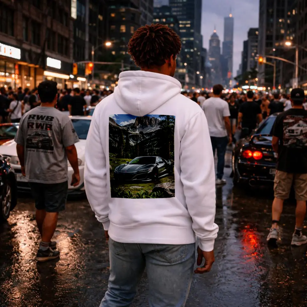 Honda NSX Silver Supercar Mountain Forest – Hoodies