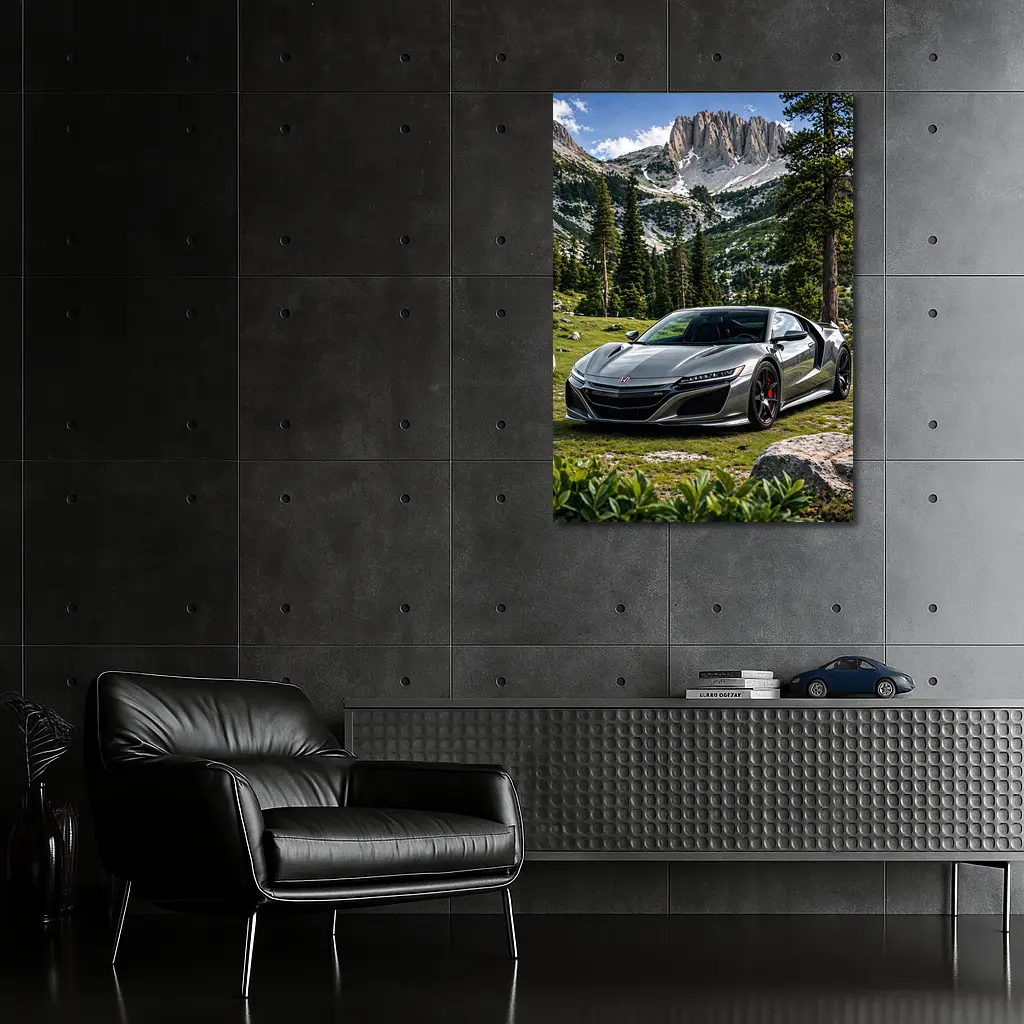 Honda NSX Silver Supercar Mountain Forest