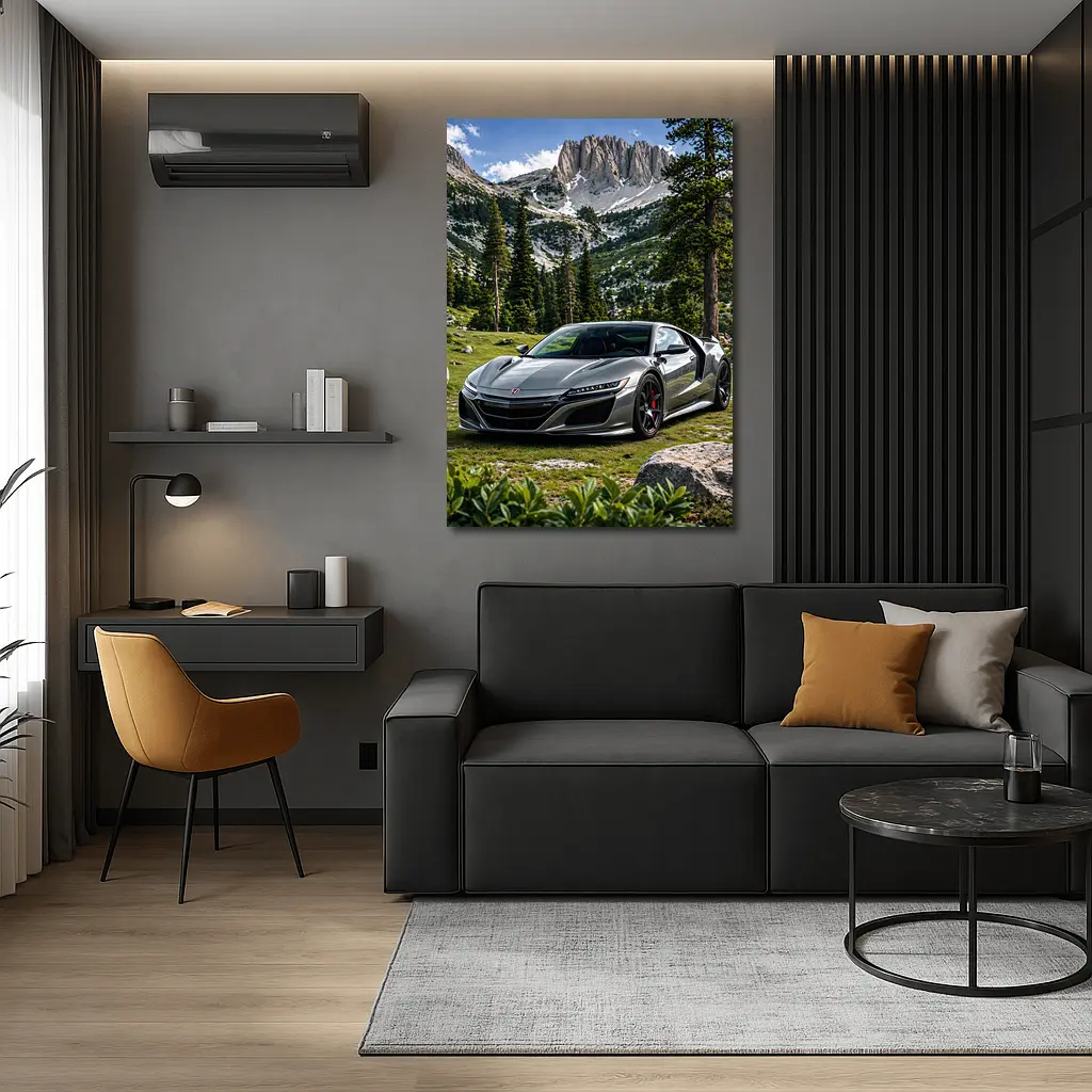 Honda NSX Silver Supercar Mountain Forest – Wall Art