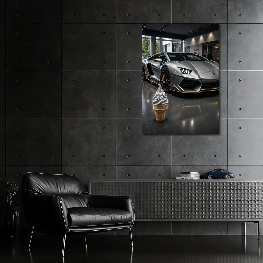 Lamborghini Aventador Silver In Dealership Showroom – Wall Art
