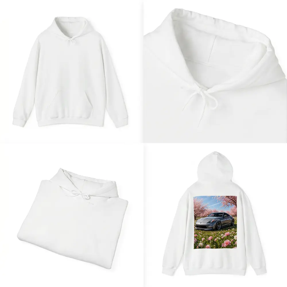 Nissan 370Z Gray Sports Car Cherry Blossoms – Hoodies