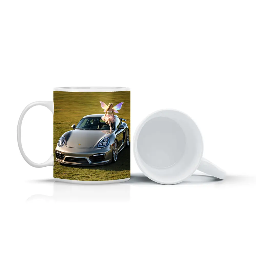 Porsche Cayman Silver Fairy Girl Green Field – Mugs