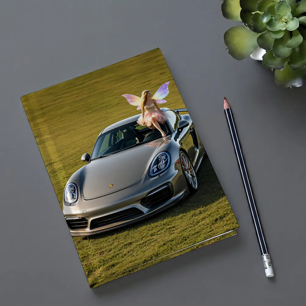 Porsche Cayman Silver Fairy Girl Green Field – Notebooks
