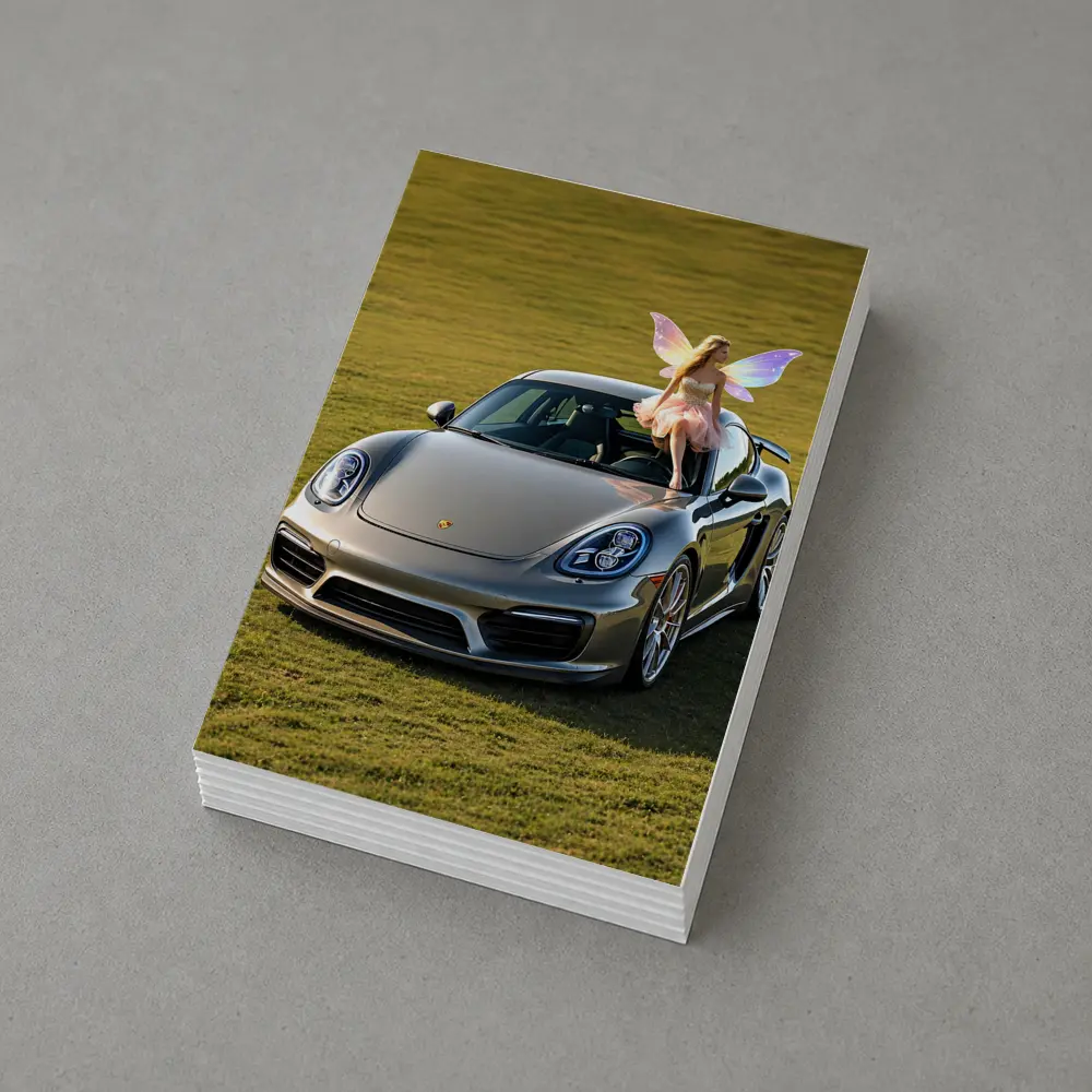 Porsche Cayman Silver Fairy Girl Green Field – Postcards