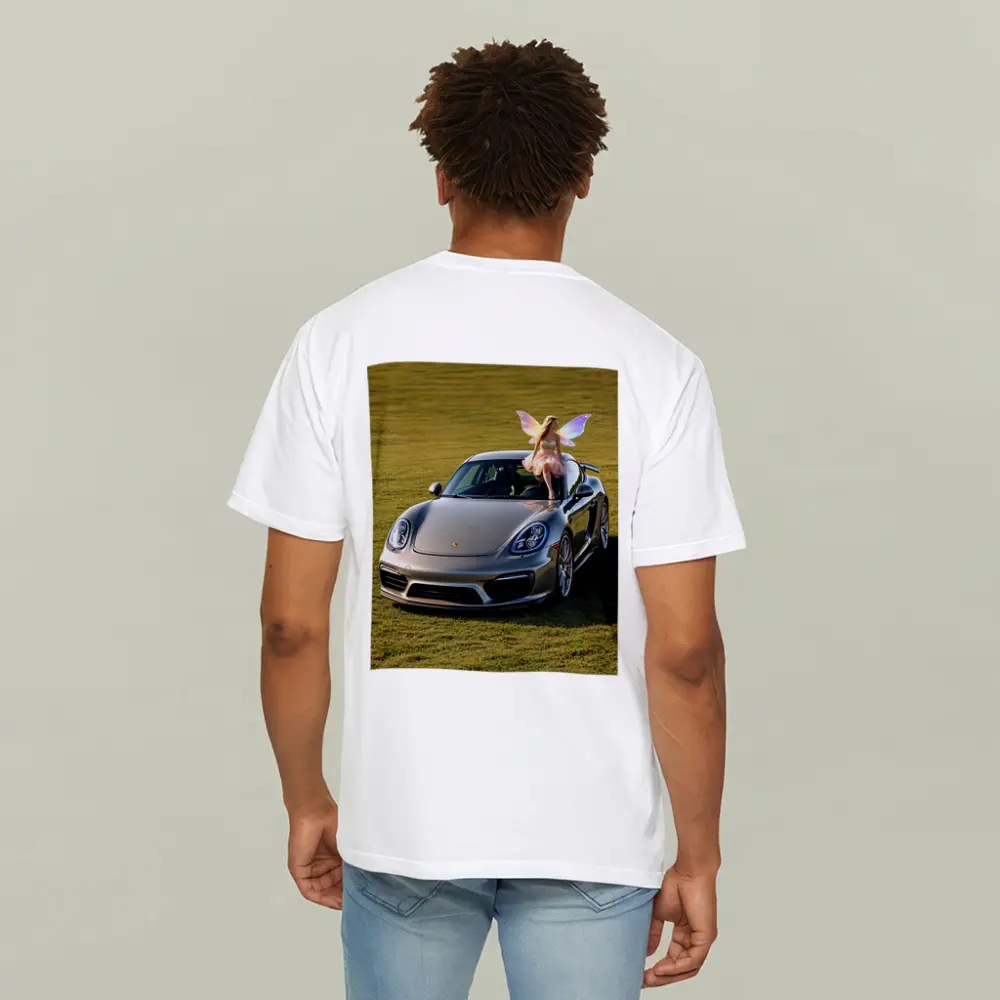Porsche Cayman Silver Fairy Girl Green Field – T-Shirts