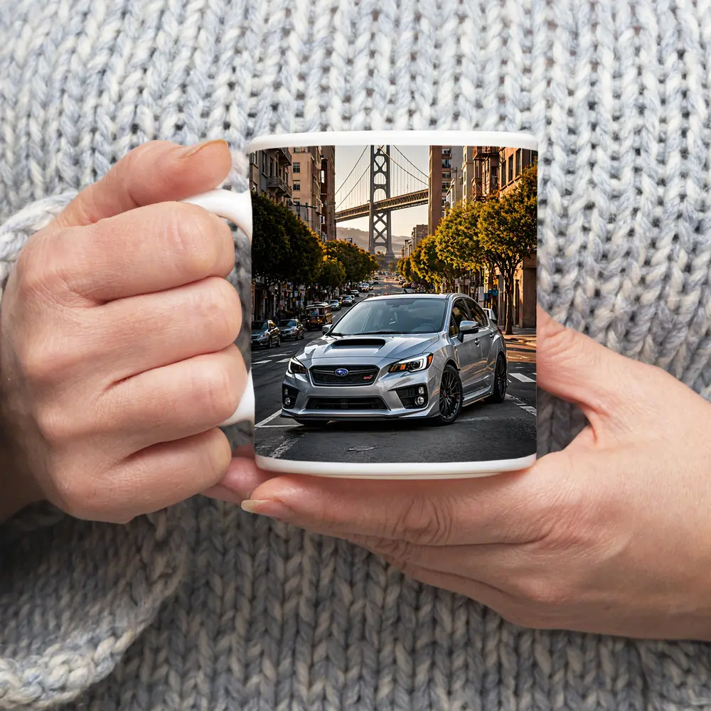 Subaru WRX STI Silver San Francisco Street – Mugs