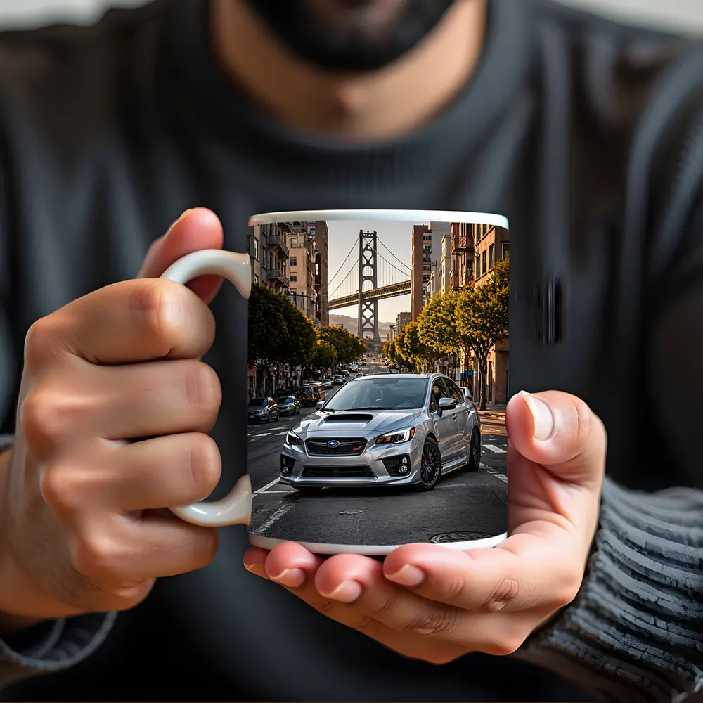 Subaru WRX STI Silver San Francisco Street – Mugs